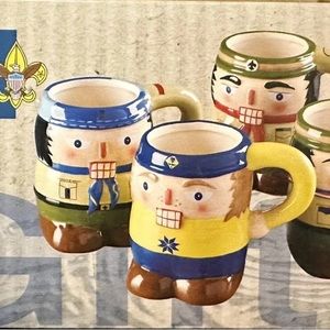 NEW! NIB Boy Scouts of America Hand Painted Holiday Nutcracker Mug Set